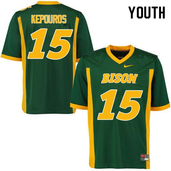 Youth #15 Jimmy Kepouros North Dakota State Bison College Football Jerseys Sale-Green - Click Image to Close